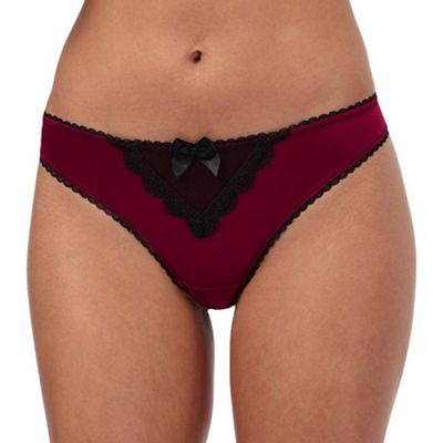 Reger by Janet Reger Dark red lace thong